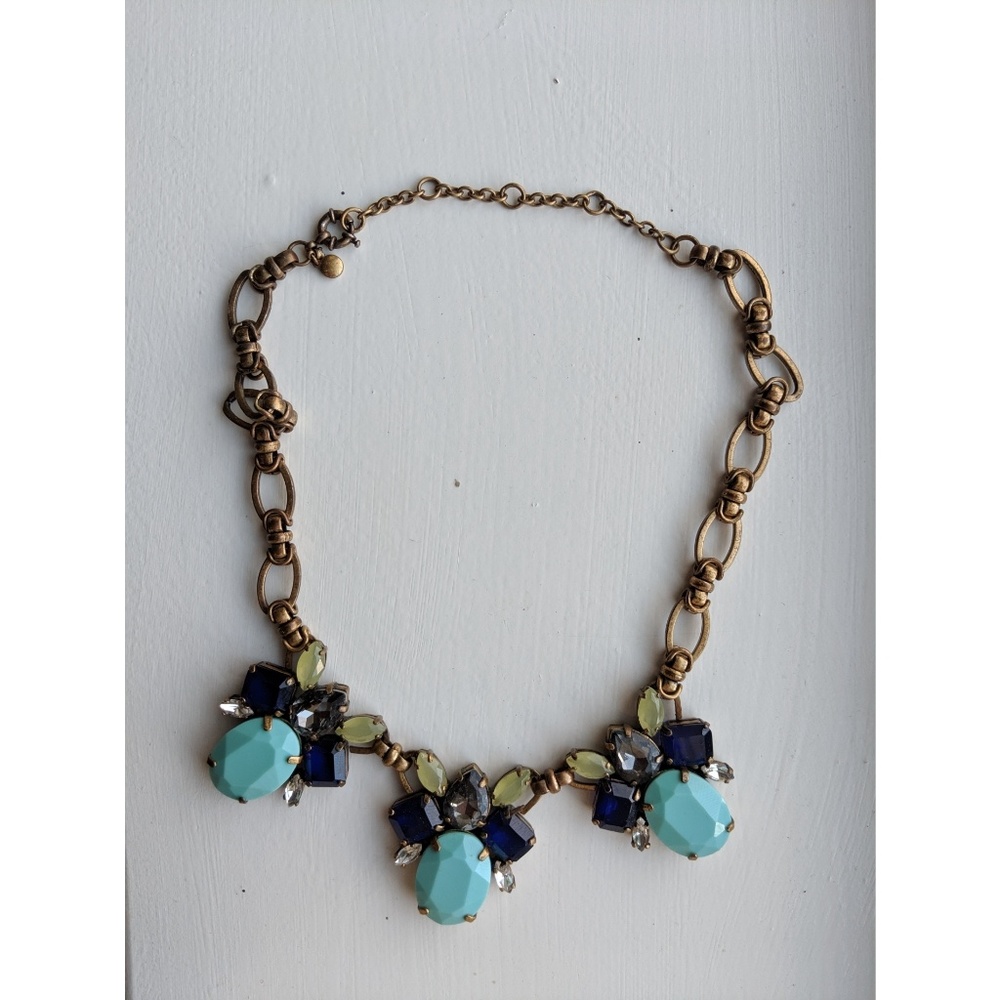 J. Crew Turquoise/Blue/Green Brass Necklace